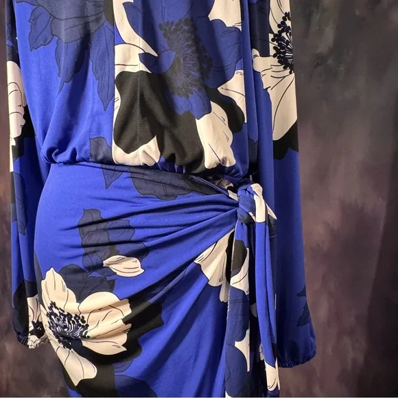 Lane Bryant Navy and Cream Floral Long Sleeve Dress - Picture 4 of 10